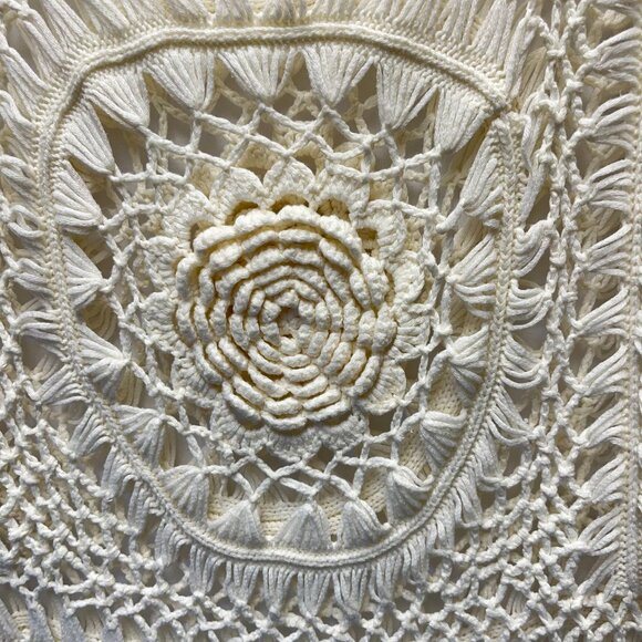 Vivid Collection Crochet Macrame Top Knit Cutout in Cream Women's - Picture 3 of 9